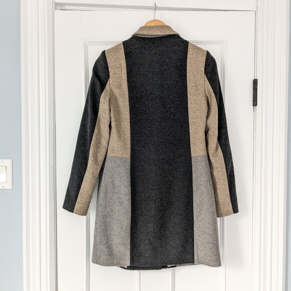 $485 COUNTRY ROAD Australia Wool Colour Block Coat XXS - Picture 2 of 6